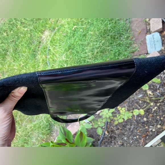 RARE Kate Spade Vintage Black Leather Felt Wool Saturday Tote & Cut Out Handles. - Picture 12 of 14